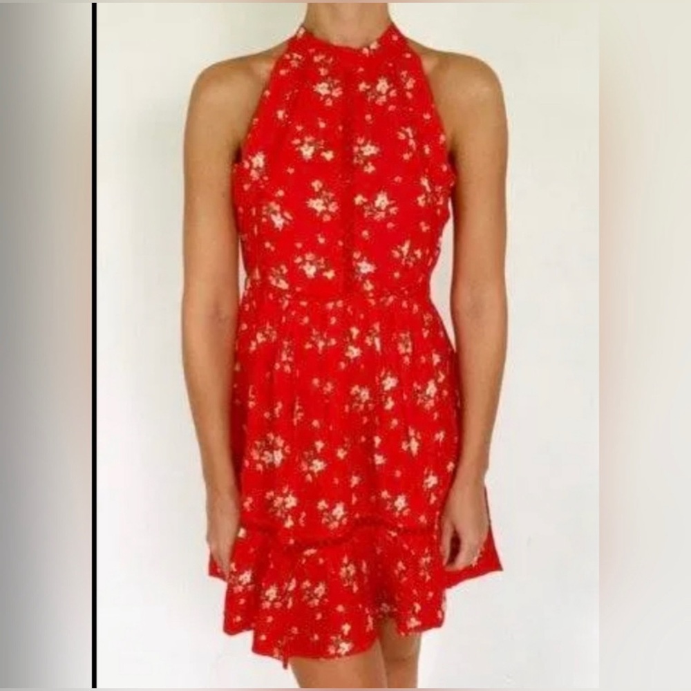 Sunday Mi Amor Floral Halter floral red mini summer Dress Size S